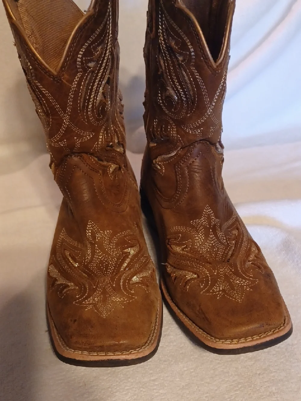 Ariat Brown Suede Western Boots with Embroidered Shaft Big Girl 4.5